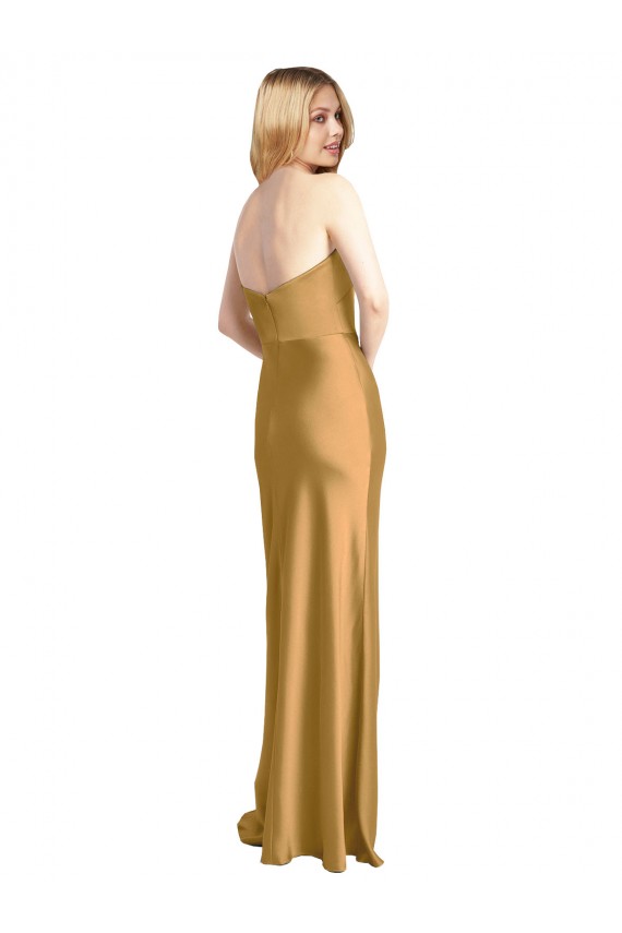 Stretch Satin Strapless A-Line Gold Formal Evening Gown / Prom Dress / Bridesmaid Dress Manchester