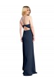 Stretch Satin Halter Neck Open Back A-Line Dark Navy Formal Evening Gown / Prom Dress / Bridesmaid Dress Manchester