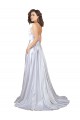 Stretch Satin Spaghetti Straps A-Line White Beach Wedding Dress Manchester