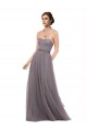 Tulle Spaghetti Straps V-Back A-Line Pewter Bridesmaid Dress Manchester