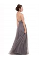 Tulle Spaghetti Straps V-Back A-Line Pewter Bridesmaid Dress Manchester