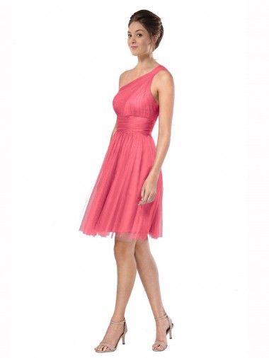 Tulle One Shoulder A-Line Watermelon Bridesmaid Dress Manchester