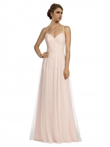 Tulle Spaghetti Straps A-Line Pink Bridesmaid Dress Manchester