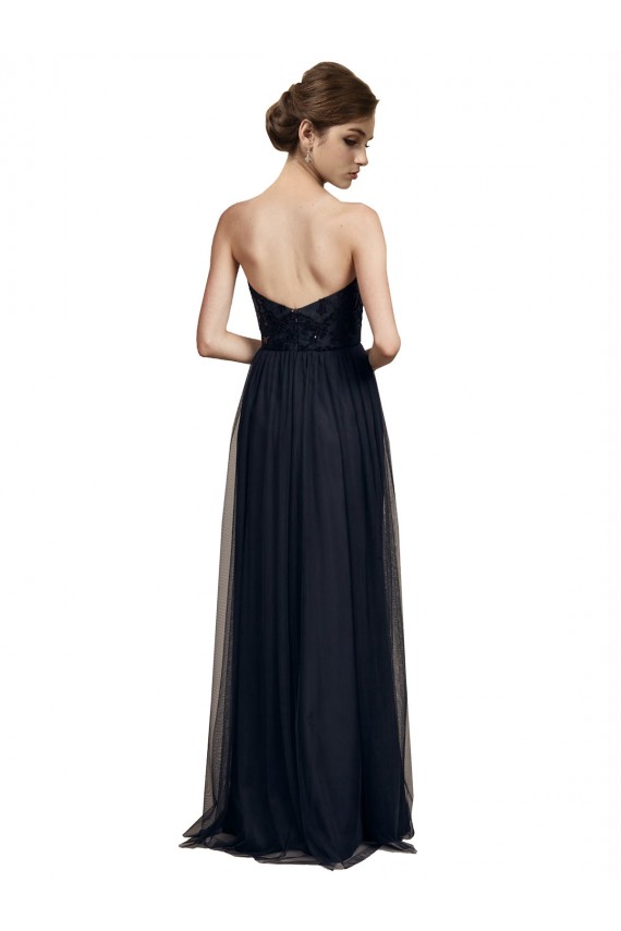 Tulle Strapless A-Line Black Bridesmaid Gown Manchester
