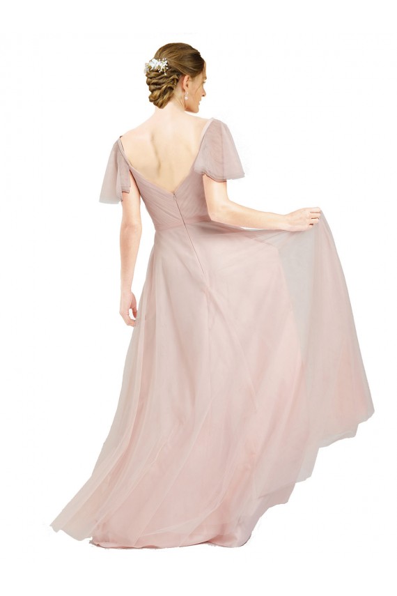 Tulle V-Neck A-Line Pink Formal Dress / Bridesmaid Dress Manchester