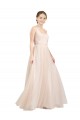 Tulle Scoop Neck Open Back A-Line Pink Semi Formal Evening Dress / Bridesmaid Dress Manchester