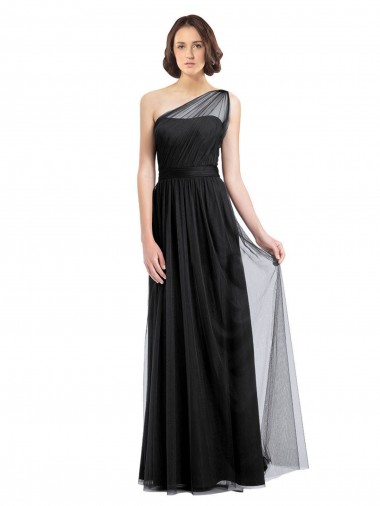 Tulle One Shoulder A-Line Black Bridesmaid Dress Manchester