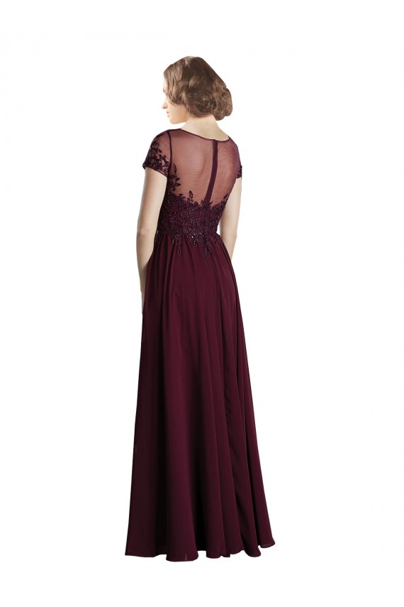 Tulle & Soft Chiffon Jewel Neck A-Line Burgundy Gold Bridesmaid Dress Manchester