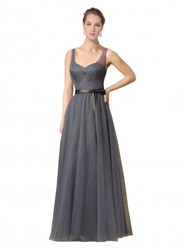 Tulle Sweetheart V-Back A-Line Slate Grey Formal Dress / Bridesmaid Dress Manchester