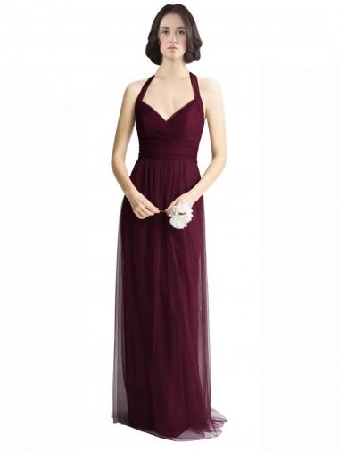 Tulle V-Neck Keyhole Back A-Line Red Bridesmaid Dress / Evening Dress Manchester