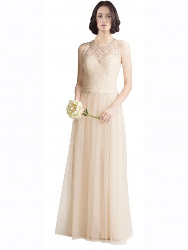 Tulle & Lace Illusion Neck A-Line Ivory Bridesmaid Dress Manchester