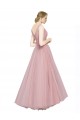 Tulle V-Neck V-Back A-Line Pink Bridesmaid Dress Manchester