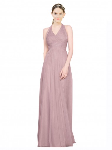 Tulle V-Neck Low Back A-Line Bridesmaid Gown Manchester