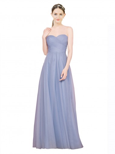 Tulle Strapless Low Back A-Line Light Sky Blue Formal Dress / Bridesmaid Dress Manchester