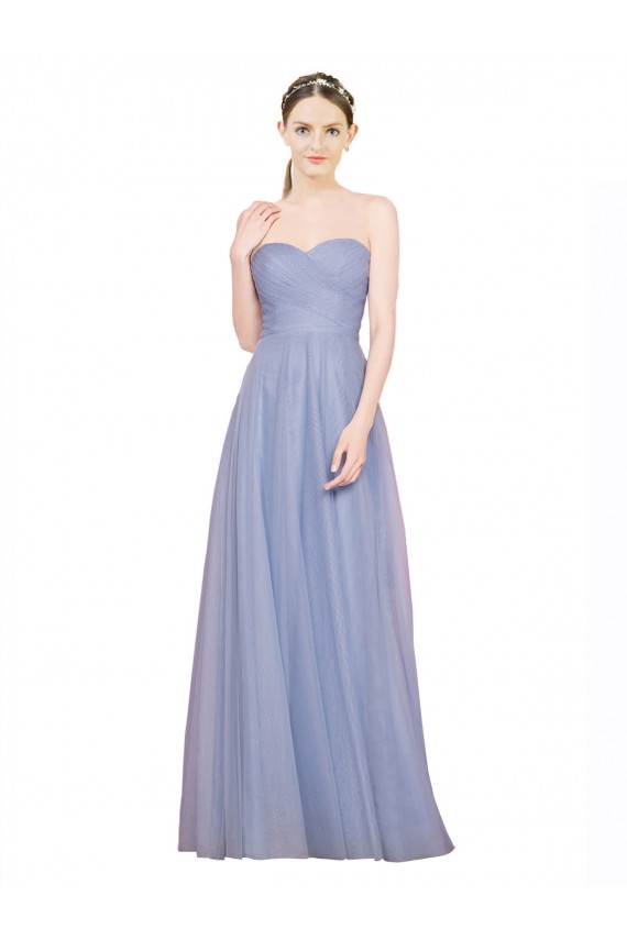 Tulle Strapless Low Back A-Line Light Sky Blue Formal Dress / Bridesmaid Dress Manchester