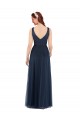 Tulle V-Neck V-Back Sheath Dark Navy Bridesmaid Dress Manchester