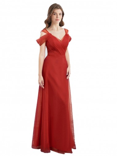 Tulle Sweetheart V-Back A-Line Red Formal Dress / Bridesmaid Dress Manchester