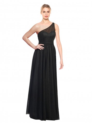Tulle One Shoulder A-Line Black Bridesmaid Dress / Evening Dress Manchester