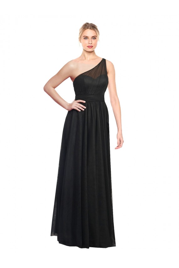 Tulle One Shoulder A-Line Black Bridesmaid Dress / Evening Dress Manchester
