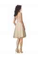 Tulle & Lace V-Neck Knee Length A-Line Champagne Bridesmaid Dress Manchester