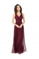 Tulle V-Neck A-Line Burgundy Gold Bridesmaid Dress Manchester