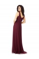 Tulle V-Neck A-Line Burgundy Gold Bridesmaid Dress Manchester