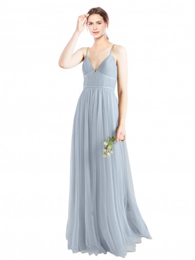 Tulle V-Neck Open Back A-Line Light Sky Blue Evening Dress / Bridesmaid Dress Manchester