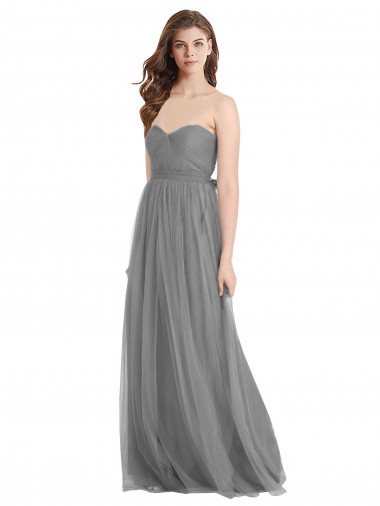 Tulle Sweetheart A-Line Slate Grey Bridesmaid Gown Manchester