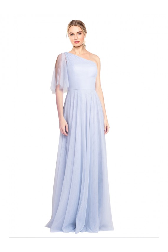Tulle One Shoulder A-Line Light Sky Blue Bridesmaid Dress Manchester