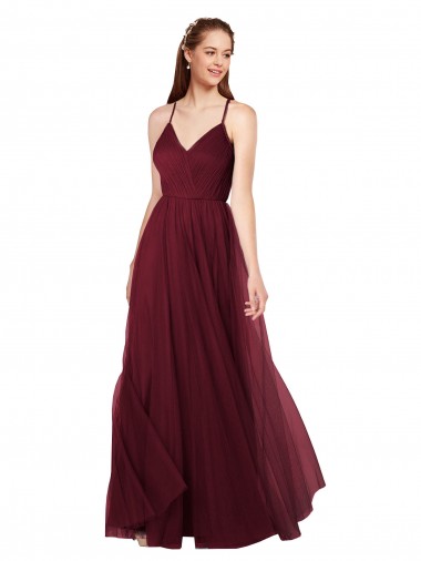 Tulle Sweetheart Keyhole Back A-Line Burgundy Bridesmaid Dress Manchester