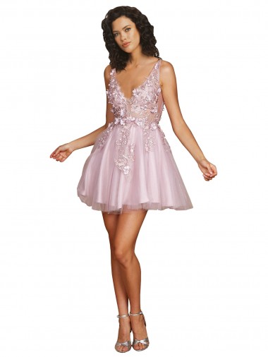 Tulle V-Neck V-Back A-Line Bridesmaid Dress Manchester