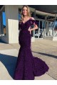 Velvet Sequin V-Neck Sheath Plum Purple Prom Dress / Evening Dress Manchester