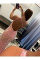 Velvet Sequin One Shoulder Sheath Pink Prom Dress Manchester
