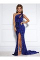 Velvet Sequin One Shoulder Mermaid Royal Blue Prom Dress / Evening Dress Manchester