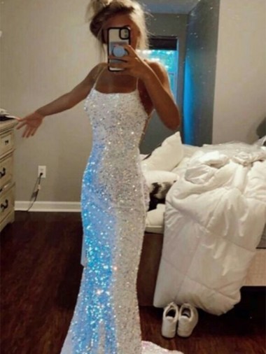 Velvet Sequin Spaghetti Straps Sheath Evening Dress Manchester
