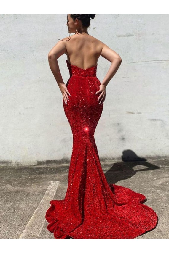 Velvet Sequin Sweetheart Mermaid Burgundy Prom Dress / Evening Gown Manchester