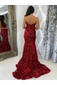 Velvet Sequin Sweetheart Sheath Burgundy Evening Dress Manchester