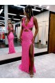 Velvet Sequin V-Neck Long Sweep Train Sheath Evening Dress Manchester
