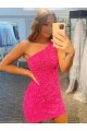 Velvet Sequin One Shoulder Sheath Evening Gown Manchester