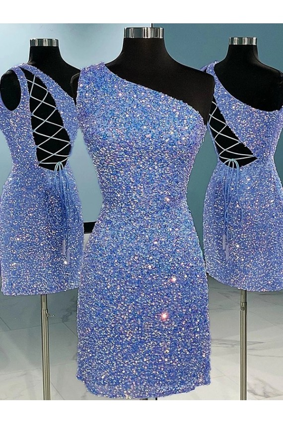 Velvet Sequin One Shoulder Sheath Prom Dress Manchester