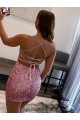Velvet Sequin Spaghetti Straps Sheath Hot Pink Evening Dress Manchester