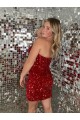 Velvet Sequin Sweetheart Short Sheath Burgundy Prom Dress Manchester