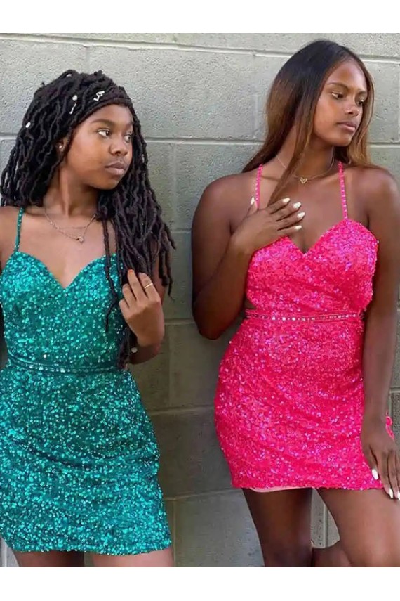Velvet Sequin V-Neck Sheath Dark Green Prom Dress Manchester