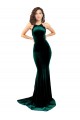 Stretch Velvet High Neck Open Back Mermaid Dark Green Formal Evening Gown / Prom Dress / Bridesmaid Dress Manchester