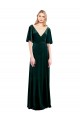 Stretch Velvet V-Neck V-Back A-Line Dark Green Prom Dress / Bridesmaid Dress Manchester