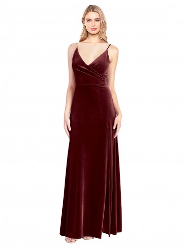 Stretch Velvet V-Neck V-Back A-Line Burgundy Black Tie Prom Dress / Bridesmaid Dress Manchester