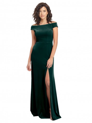 Stretch Velvet Square Neck A-Line Dark Green Formal Evening Gown / Prom Dress / Bridesmaid Dress Manchester