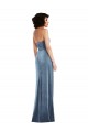 Stretch Velvet Strapless Low Back Sheath Dusty Blue Formal Evening Gown / Prom Dress / Bridesmaid Dress Manchester
