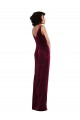 Stretch Velvet V-Neck Sheath Burgundy Semi Formal Evening Dress / Prom Dress / Bridesmaid Dress Manchester