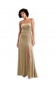 Stretch Velvet Square Neck Low Back A-Line Champagne Formal Evening Gown / Prom Dress / Bridesmaid Dress Manchester